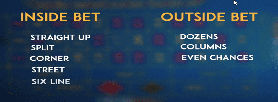 Cược trong và ngoài trong roulette 8xbet