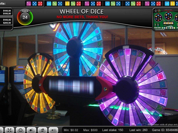 Chọn bánh xe và mặt xúc xắc trong trò chơi Wheel of Dice.