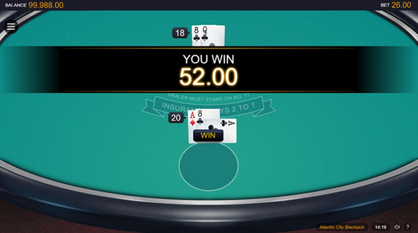 Thanh toán trong Atlantic City Blackjack